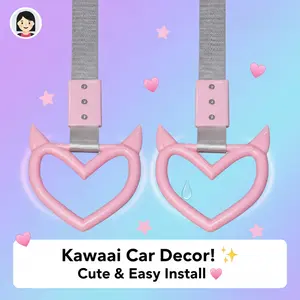 2PCS JDM Car Keychain Accessories – Heart Handle Strap Drift Charm, Red Devil Style Hanging Ring for Car Decoration