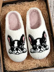 Women's Cute Cartoon Dog Pattern Plush Slippers, Soft Comfortable Home Slippers, Cute House Slippers for Women, Warm Slippers for Indoor & Outdoor Use for All Seasons