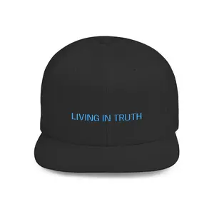 Living in Truth Flat Bill Snapback Hat - Inspirational Quote Accessories, Embroidered Cap, Statement Headwear, Personalized Baseball Cap,