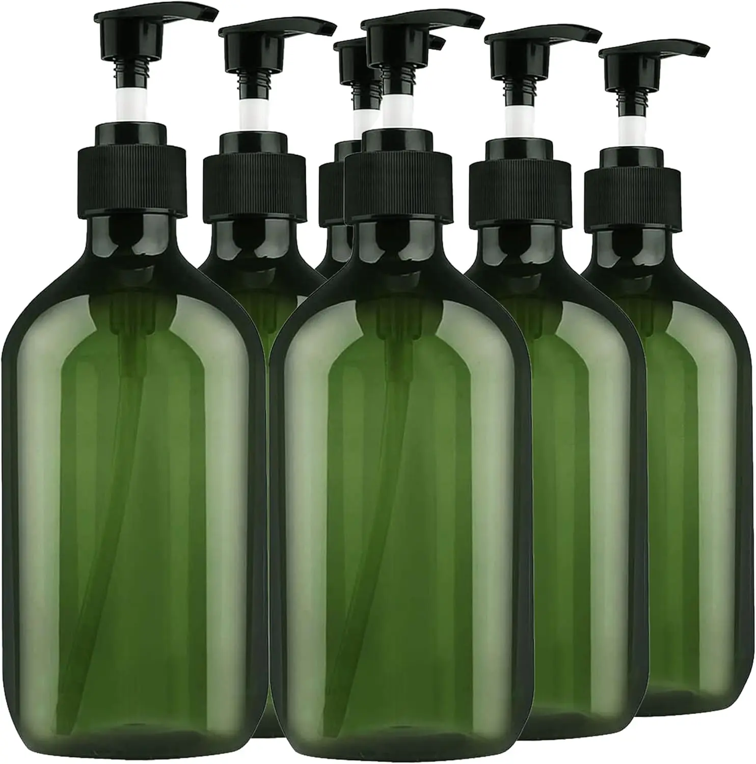 Empty Plastic Bottles with Pump Dispenser, Green Soap Dispenser Bottles, Refillable Travel Containers for Hand sanitizer Shampoo Lotion, etc. - BPA/Paraben Free, 500ml/16.9oz