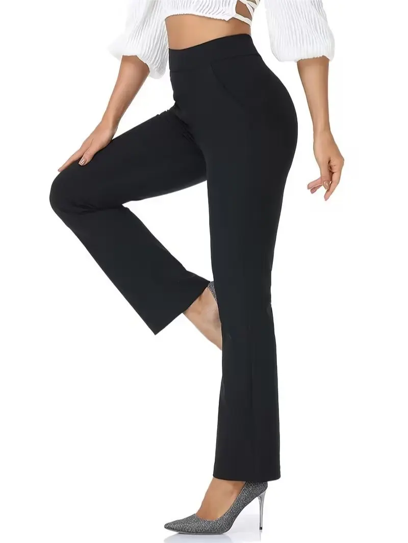 Women's High Rise Flare Leggings, Tummy Control Butt-Lifting Polyester Yoga Pants with Pockets for Gym and Everyday Wear, Everyday Active tiktokshopbacktoschool,back to school,back to school haul