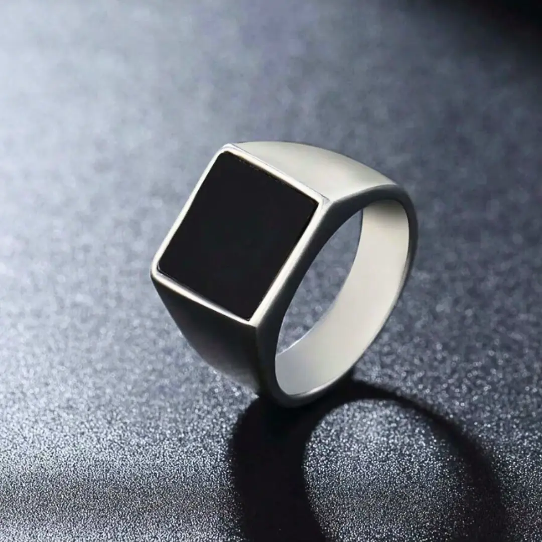 1PC Fashion Punk Minimalist Square Men's Ring - Modern Wedding, Engagement Ring, Jewelry Gift for Birthday or Boyfriends