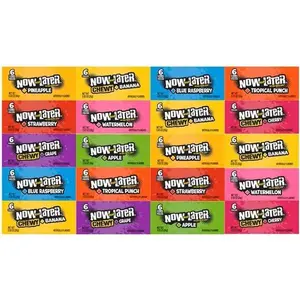 Now and Later Chewy Candy, Banana Flavor, 0.93 Ounce Bars (Pack of 24)
