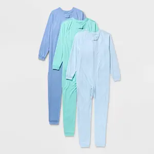 Kids' 3pk Adaptive Reversible Union Suit - Cat & Jack Light Blue/Dark Blue/Aqua Blue M