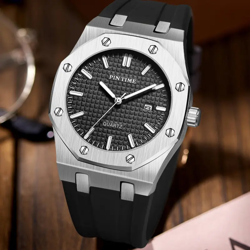 Men's Quartz Watch, Silicone Strap, Fashionable Quartz Watch for All Occasions, Stylish Men's Watch, Casual Analog Watch, Perfect for Any Man, Quartz Wristwatch, Analog Quartz Watches, Analog Wristwatches