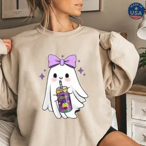 Halloween Coquette Alani Ghost Sweatshirt - Cute Energy Drink Lover Fall Pullover