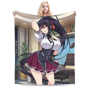 High School DxD Rias Gremory Flannel Blanket – Soft Durable Plush Throw for Bedroom, Dorm Room, Sofa, Couch and Bed, Anime Fan Gift
