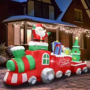 8FT Christmas Holiday Inflatable Decorations With Santa Claus Snowman And Gift Boxes With Built In Lights For Indoor/Outdoor Yard, Garden, Lawn Winter Decoration winter decor Holiday Light