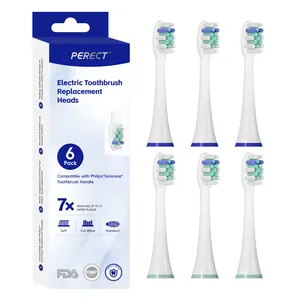 6-Pack Replacement Toothbrush Heads for Philips Sonicare – Soft Dupont Bristles, Wavy Design for Deep Cleaning, Gentle on Gums, Fits Most Click-On Models