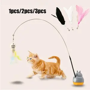 Cute Fun Cat Toy, 360 Degree Rotating Kitten Fishing Rod, Bell, Flexible Wand, Self-Play and Entertainment, European and American Pet Toy