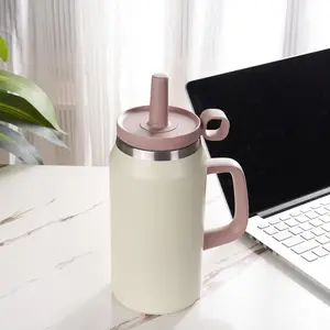 3 Sizes Tumbler with Handle and Straw Cover Cap Water Bottles Travel Coffee Mug Portable BPA-Free Cupholder Drinkware Flasks drinkware flask
