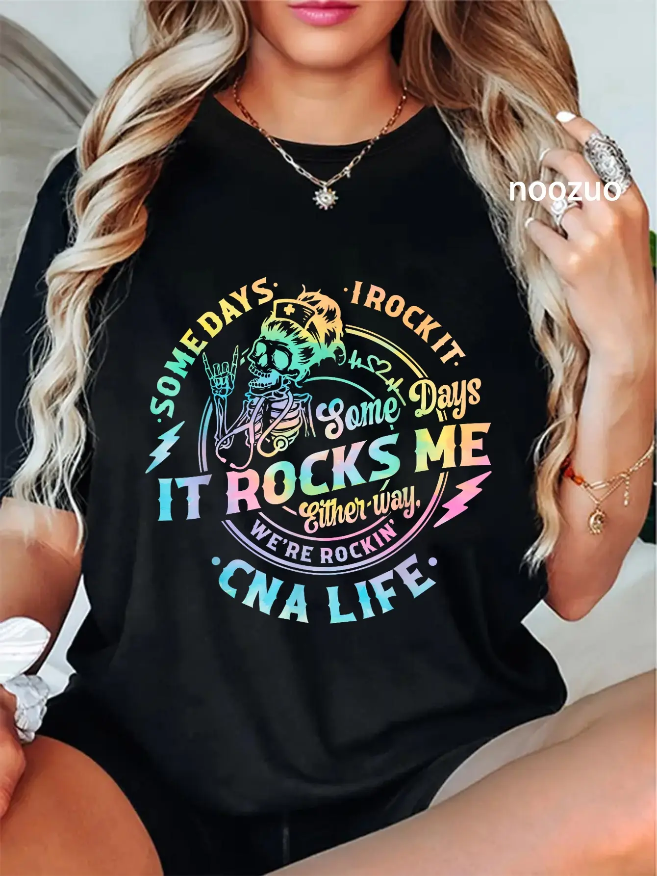 100% Cotton Tie Dye Some Days I Rock It Some Days It Rocks Me CNA Life T-Shirt