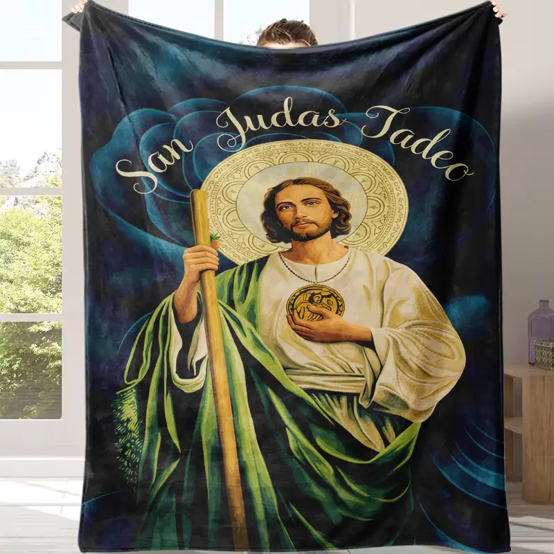 Saint Judestad Blessing Art Graphic Throw Blanket - Soft, Warm Faith-Infused Textile for Bed, Sofa - Ideal Gift for Family, Throw Blankets, Art Graphic Blankets