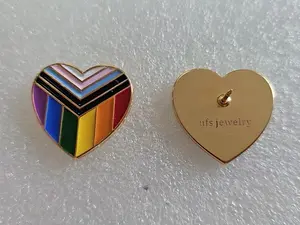 UFS Jewelry Dopamine Heart Brooch - Rainbow Striped Design & Gold Finish - Perfect for Fashion Accessories
