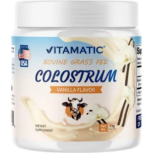 Vitamatic Bovine Colostrum 30% IgG Powder - Supplement for Gut Health, Hair Growth, Beauty, Muscle Recovery, & Immune Support - Easy to Mix - 72 Gram (30 Servings, Vanilla)  Healthcare Dietary