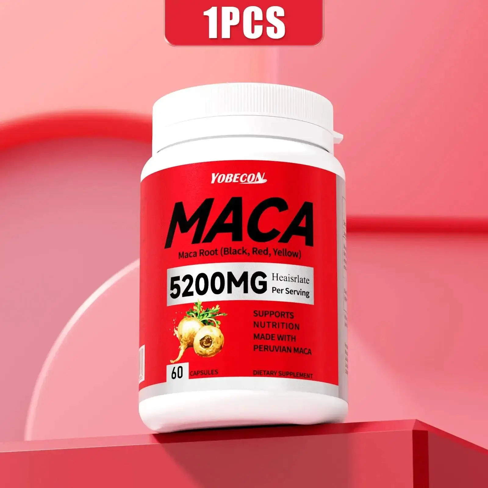 Maca Root Supplement 5200mg with Black, Red and Yellow Maca Powder |     High Quality Ingredients Herbal Supplement |     Supports Daily Health for Both Men and Women