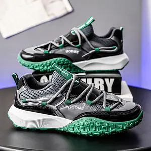 Men's Casual Lace Up Sneakers   Detail Mesh Panel Design Textured Thick Sole Comfort Everyday Casual Footwear