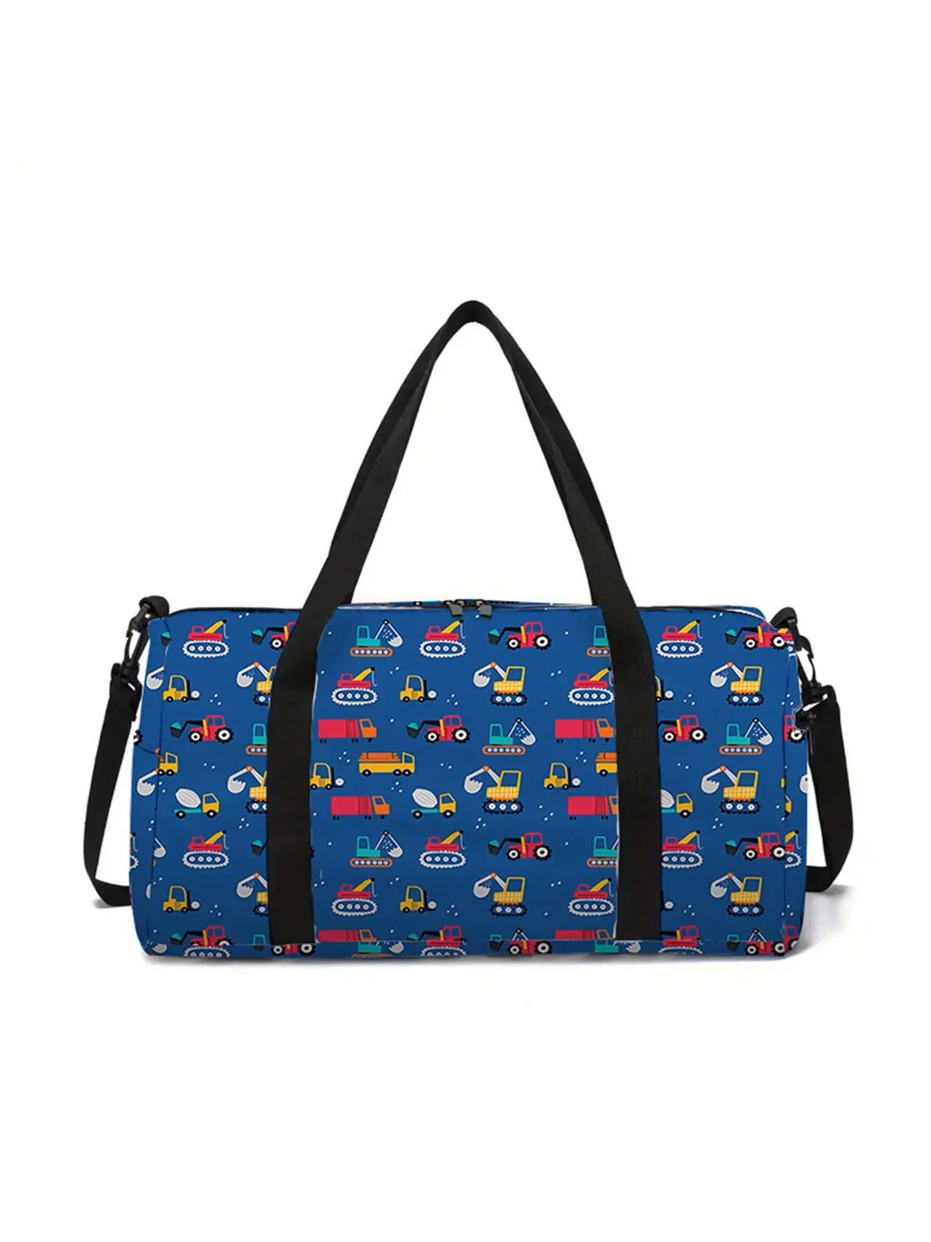 Excavator pattern printed large capacity travel duffel bag, portable storage bag, Travel Shoulder Bag