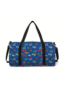 Excavator pattern printed large capacity travel duffel bag, portable storage bag, Travel Shoulder Bag