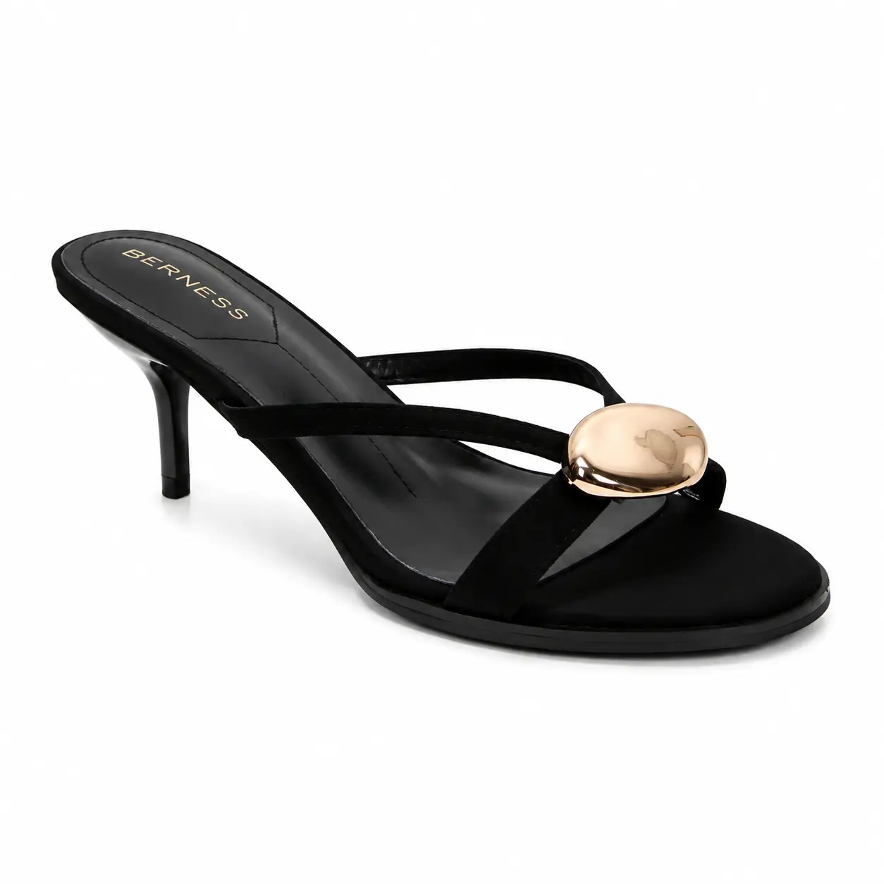 BERNESS Royalty Kitten Slides for Women, Classy Faux Suede Slip On Footwear with an Elegant Open Toe Design and Cushioned 2-inch Low Profile, Kitten Heels For Women
