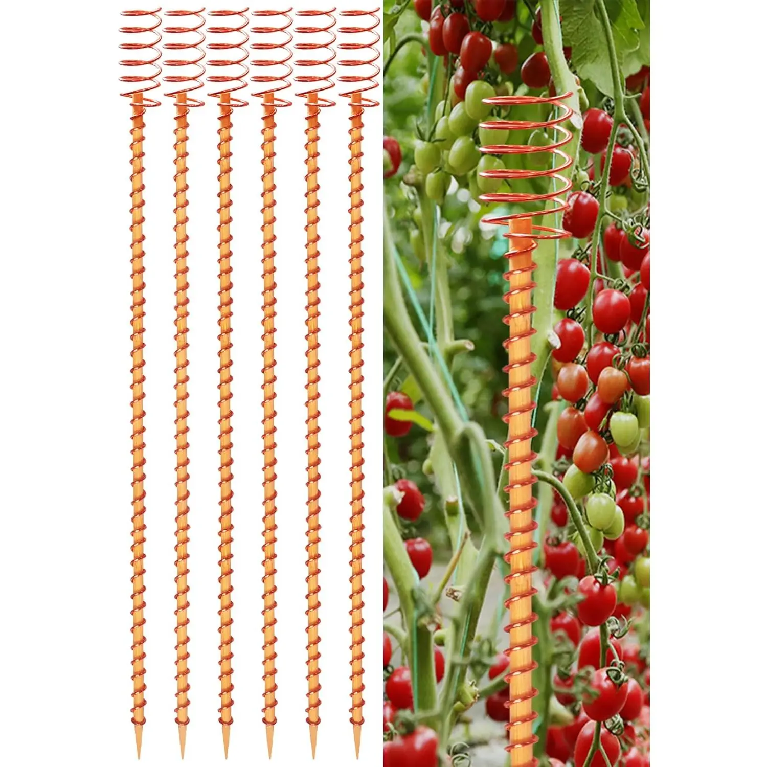 6-Pack 15in Copper Garden Stakes - Efficient Electroculture Wire, Antenna, Tensor Rings, Coil Support Rods for Beginner Gardeners’ Bamboo Raised Beds, Flower Beds