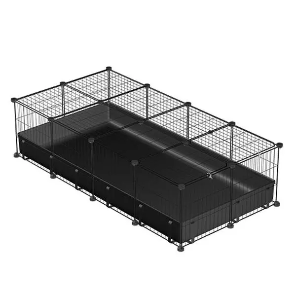 47x24x12in DIY Metal Guinea Pig Cage - Small Animal Playpen Enclosure with 20 Panels, Waterproof Floor Mat for Rabbits, Chickens