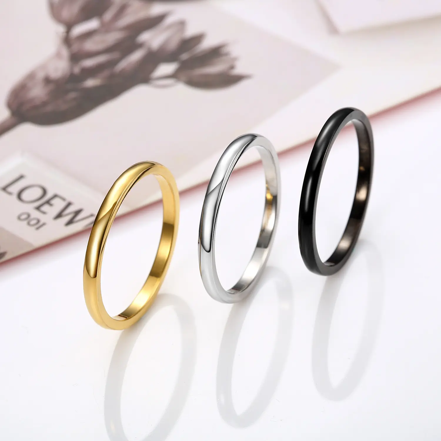 Tri-Color Stainless Steel Rings for Women, Elegant Everyday Ring with a Minimalist Thin Band and Retro Style for Versatile Styling, Retro Look, Everyday Wear, Daily, Female, Geometric, Simple, Non Tarnish Jewelry, Jewelry Stack, Ring Stack