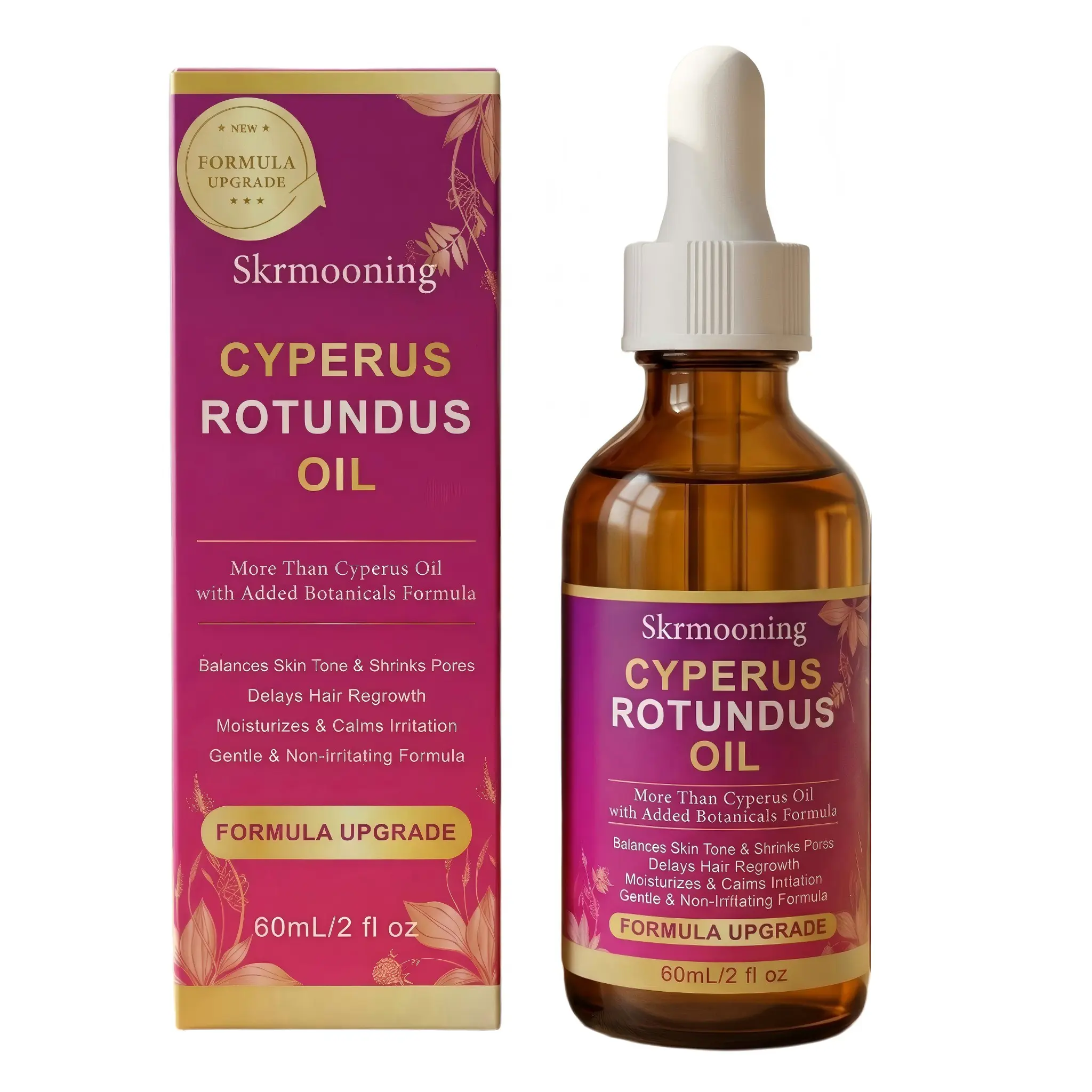 Cyperus Rotundus Oil （2pcs）- Moisturizing Hair Inhibitor Oil, Daily Body Care Cosmetic Beauty Product for Sensitive, Breakout-Prone Skin, Ingrown Hair & Razor Bump Care, 60ml/2oz Naturally Derived Gentle Formula