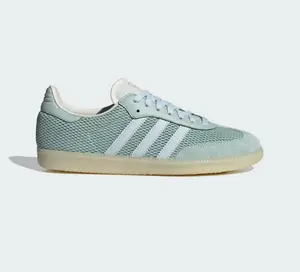 Adidas Samba OG Mens Classic Sneakers in Light Blue with White Stripes and Comfortable Sole Icy Gum Bottom