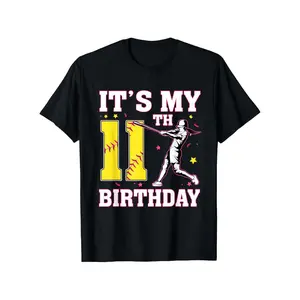 It'S My 11th Birthday Softball Player Girl 11 Years Old T-Shirtfor Boys Soft Fabric, Breathable, Comfortable Short Sleeve Tees Perfect for Boys Shirts Boy Girl Best Gift