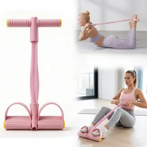 Elastic Sit-Up Pull Rope Fitness Equipment, 6-Tube Pedal Resistance Band for Home Gym Yoga & Core Training