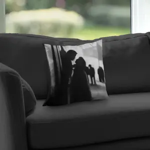Begin Home Decor C1PT1414Z5A1SD 14 x 14 in. Couple at the Train Station - Monochrome Throw Pillow Insert