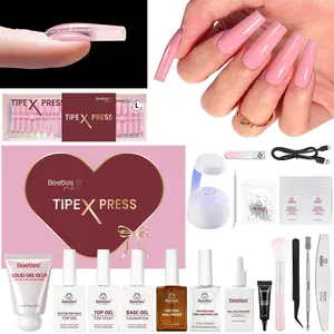 [Exclusive to TTS] Beetles Tipex Press On Nail 160PCS 16 Sizes All-in-One Nailed It Kit Thick Strong Press On Nails with Built-In Apex for DIY Extensions Gift for Her