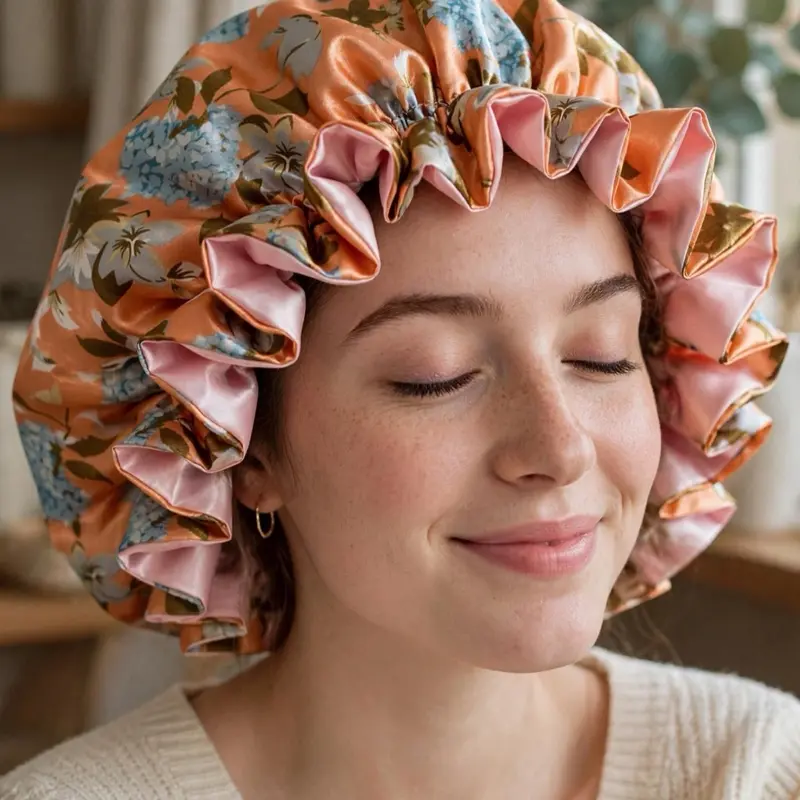 Satin Bonnet, Silky Sleep Cap for Hair Protection, Adjustable Elastic Band