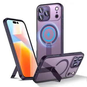 Magnetic Magsafe-Compatible Cellphone Cover, 360° Rotating Ring Stand Accessory, 16FT Drop Protection, Stronger Magnet, Ultra-Thin Silky Grip for iPhone 17/16/15/14, Wireless & Handheld Device Compatibility (Lights-Ready Design)