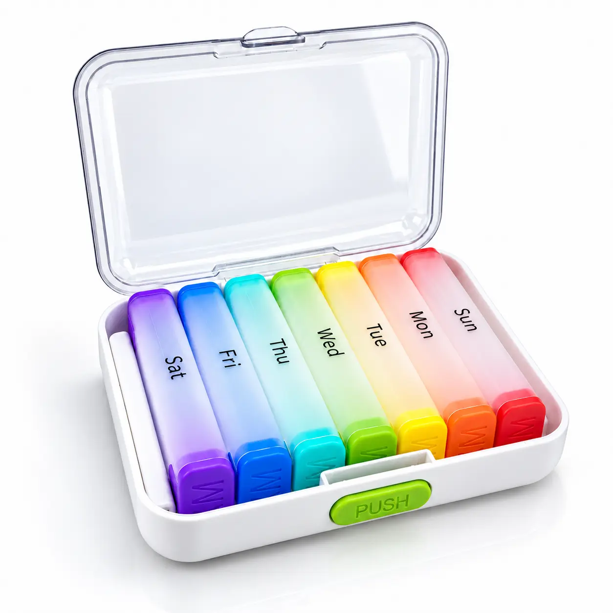 7-Day Lightproof Plastic Pill Organizer - Single-Compartment Combination Design, Detachable Capsule-Shaped Large Capacity, Leakproof Portable Travel-Size for Seniors (Vitamins, Capsules) with Compartments