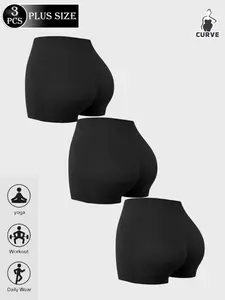 Spring Summer Plus Size Women's Seamless Comfort Yoga Shorts, Breathable&Elastic Tight-Fitting Workout Shorts, Casual Walking Wear