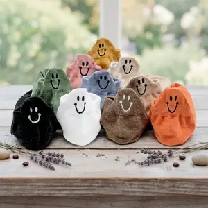 10pcs Cute Face Ankle Socks for Women Soft Comfortable Low Cut Design Smiling Face Pattern in Black Pink Brown Green Beige White Perfect for Everyday Fashion Womenswear Love Light