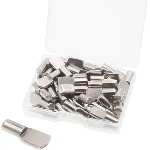 50 Pcs 5mm Nickel Plated Shelf Support Pegs Cabinet Shelf Bracket Holders for Kitchen Bookcase Furniture Closet Shelves