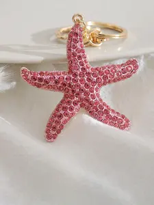 Cute Starfish Design Keychain, Artificial Crystal Decor Keychain for Women & Men, Fashion Accessories for Daily Use, Trendy All-match & Exquisite Keychain for Birthday Gift