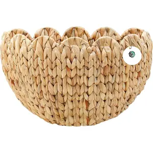 Scalloped Wall Basket,Boho Wall Decor Basket,Big Wicker  Baskets for ,Door,,Mail, Water Hyacinth