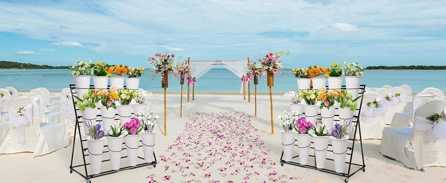 3-Tier Multi-Layered Metal Rolling Flower Cart with 12 Buckets, Wheels-Brakes, Mounting Kit, 30 kg/66.14 lb Capacity, Event Decorations Display Stand for Flower Shops, Home Garden 3-Tier Multi-Layered Metal Rolling Flower Cart with 12 Buckets, Wheels-Brakes, Mounting Kit, 30 kg/66.14 lb Capacity, Event Decorations Display Stand for Flower Shops, Home Garden