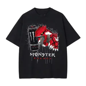 Groudon Energy Anime Tee | Retro Gamer Monster Graphic T-Shirt | Pocket Monster T-Shirt | Dark Anime Streetwear Shirt | Unisex Cotton Tee | Gamer Fan Gift | Menswear Womenswear Streetwear Top