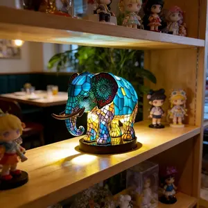 Vintage Painted 3D Elephant Night Light, Cute Bohemian Animal Lamp, USB Powered Desk Lamp, Home Decor for Bedroom/living Room/office/dining Room, Perfect Gift