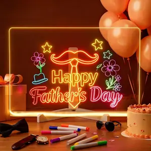 Acrylic LED Drawing Board 12 x 8 Inch, Acrylic Dry Erase Light-Up Drawing Board with Stand, Markers & Wipes, Erasable Reusable Board for Kids Learning, Ideal Gift for Birthday, Father's Day
