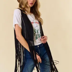 Black Blazer Cowgirl Suit for Women - Stylish Fringe Design & Comfortable Fit - Perfect for Casual & Formal Wear - Womenswear