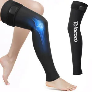 【Tolaccea】Compression Leg Sleeve Gel Ice Pack Long Knee Sleeve for Knee Pain Relief, Swelling, Arthritis, Poor Circulation, Runner, Sports
