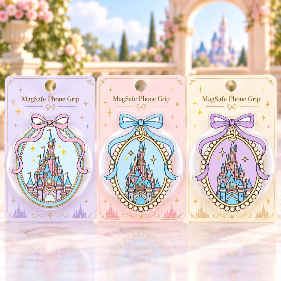 Fairytale Castle Phone Grip Coquette Bow Pearl Frame Cute Pastel Holder Stand MagSafe Compatible Princess Aesthetic Gift