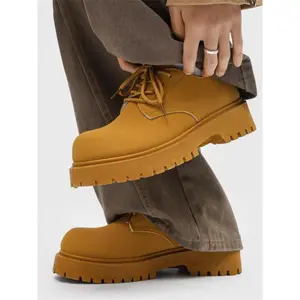 Men's Large Head Derby Boots, Cool and Stylish Design, Thick Sole Height Increase, Firm Shape, Fashionable Streetwear Essential