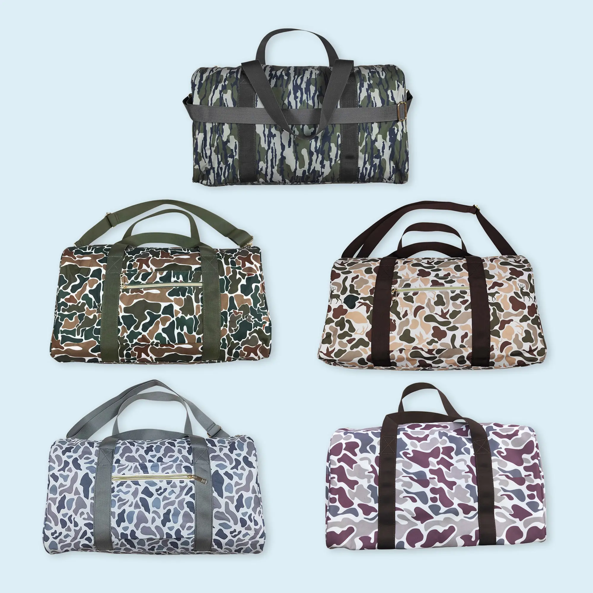 Camouflage print sports duffel bag adult travel bags